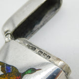 Victorian Sterling Silver & Enamel Flying Duck Vesta Case Antique 1901 Chester