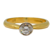 18ct Yellow Gold & 0.33ct Brilliant-Cut Diamond Solitaire Ring Vintage c1990