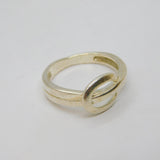 Sterling Silver Open Oval Patterned Band Dress Ring Vintage c1970 Size M