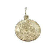Sterling Silver Round St Christopher Travel Charm Pendant Vintage c1970