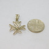 Sterling Silver Filigree Maltese Cross Charm Pendant Vintage c1970