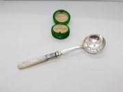 Edwardian Silver, Mother of Pearl & Plated Sugar Caster Spoon Antique 1902