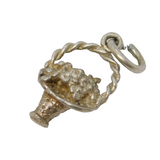 Sterling Silver Flower Basket Charm Pendant Vintage c1970