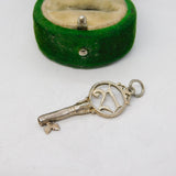 Sterling Silver 21 In Key Charm Pendant Vintage c1970