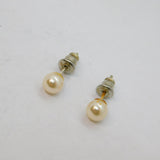 Sterling Silver Boxed Pair Of 5mm Round Pearl Stud Earrings Vintage c1970s
