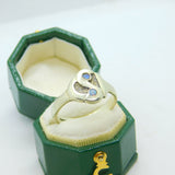 9ct Yellow Gold & Two Opal Set Abstract S Ring Vintage 1973 Birmingham