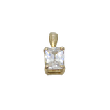 Sterling Silver Minimalist CZ Rectangle Charm Pendant Contemporary c2000s