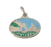 Sterling Silver Enamel Tintagel Charm Pendant Vintage c1970