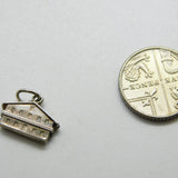 Sterling Silver Ski Chalet Charm Pendant Vintage c1970