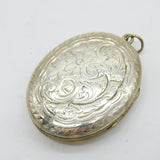 Victorian Sterling Silver Floral Decorated Sweetheart Locket Pendant Antique