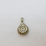 Sterling Silver Cubic Zirconia Set Fancy Peardrop Pendant Vintage c1970