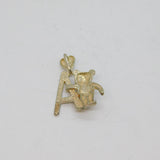 Sterling Silver 'A' Initial With Teddy Bear Charm Pendant Vintage c1970s