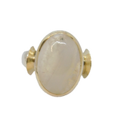 Sterling Silver Moonstone Cabochon Studio Style Dress Ring Vintage c1970 Size O