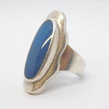 Large Sterling Silver Azure Stone Statement Ring Vintage c1970s