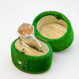 Sterling Silver Rutilated Quartz Round Solitaire Ring Vintage c1970 Size N 1/2