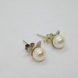 Pair of Sterling Silver Pearl Set Novelty Cat Ears Stud Earrings Vintage c1970