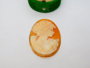 Carved Shell Cameo Female in Profile Vintage c1960