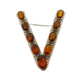 19th Century Scottish Sterling Silver 'V' Viking Style Citrine Set Brooch c1880s