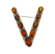 19th Century Scottish Sterling Silver 'V' Viking Style Citrine Set Brooch c1880s