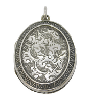 Victorian Sterling Silver Aesthetic Movement Mourning Locket Antique c1880s