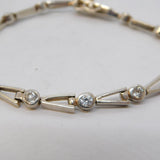 Sterling Silver Spinel Set Arrow Form Bracelet Vintage c1970 18cm Length