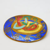 New Zealand Gilt Metal & Colourful Enamel Maori Brooch Vintage c1970