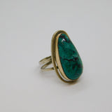Sterling Silver Turquoise Adjustable Statement Ring Vintage c1970 Size N