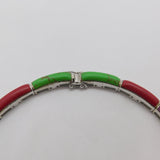 Sterling Silver Mexican Dyed Natural Stone Choker Necklace Vintage c1990's