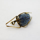 Victorian Egyptian Revival Sterling Silver Gilt Scarab Beetle Brooch Antique