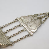 19th Century Dutch Sterling Silver Floral Pattern Panel Bracelet Antique 1894