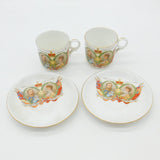 Pair of Tuscan China King George V Coronation Tea Cup & Saucers Antique 1911