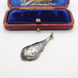 Sterling Silver and Niello Siam Thai Goddess Teardrop Charm Vintage c1970