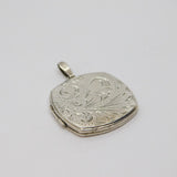 Sterling Silver Patterned & Textured Squared Locket Pendant Vintage c1970