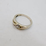 Sterling Silver Twist Front CZ Solitaire Dress Ring Modern c1990 Size K 1/2