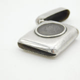 Victorian Sterling Silver Farthing Coin Set Vesta Case Antique 1900 Chester