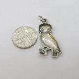 Sterling Silver Egyptian Owl Charm Pendant Vintage c1970s
