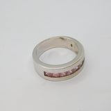 Sterling Silver 7 Pink CZ Half Eternity Band Ring Vintage c1990 Size P 1/2
