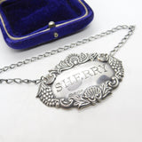 Sterling Silver Shell & Vine Pattern Sherry Decanter Label 1991 Birmingham