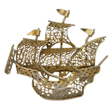 Maltese .900 Silver Gilt Filigree Sailing Ship Brooch Pin Vintage c1970