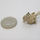 Sterling Silver Perched Bird Charm Pendant Vintage c1970s
