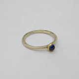 Sterling Silver Cabochon Amethyst Gold Fronted Band Ring Modern 2002 Size L 1/2