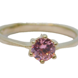 Sterling Silver Pink Topaz Solitaire Dress Ring Vintage c1970 Size K