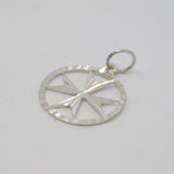 Sterling Silver Textured Cut-Out Maltese Cross Charm Pendant Vintage c1970