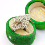 Sterling Silver Marcasite Art Deco Fancy Cocktail Ring Antique c1930 Size I