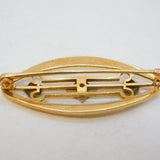 10ct Two-Tone Gold & Diamond Set Floral Dress Brooch Antique c1930s Deco