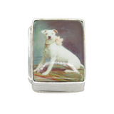 Sterling Silver & Enamel Dog Pattern Pill Box Vintage c1970s