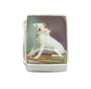 Sterling Silver & Enamel Dog Pattern Pill Box Vintage c1970s