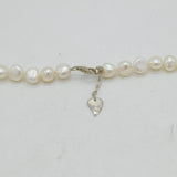 Sterling Silver & Pearl Set Heart Pendant Necklace Vintage c1970