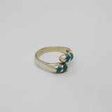Sterling Silver Natural Turquoise Crossover Studio Ring Vintage c1970 Size M