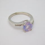 Sterling Silver Lavender Quartz & White Sapphire Ring Vintage c1970 Size N 1/2